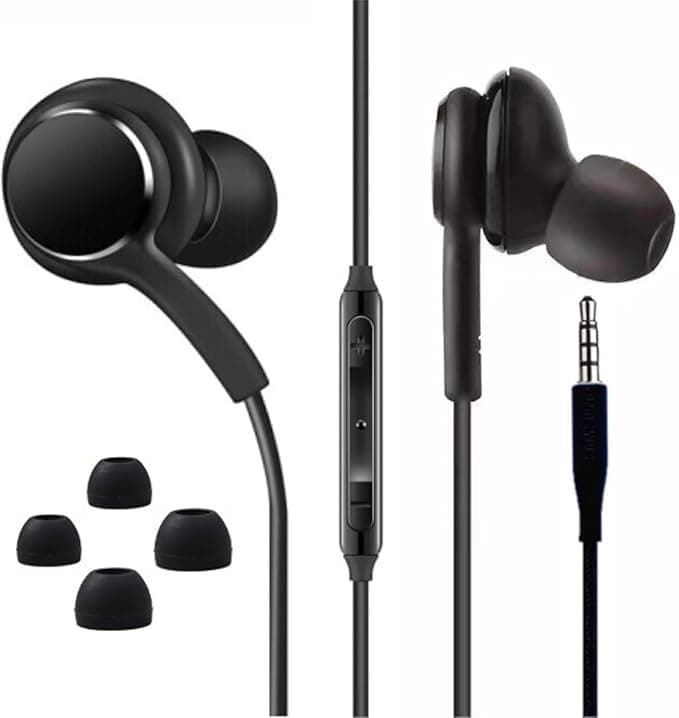 In-Ear Wired Earbuds Compatible with Samsung Galaxy S10/S10E/S10 Plus/S8/S9/Note 9 3.5mm Earphone with Microphone and Volume Controls, Black Headphones