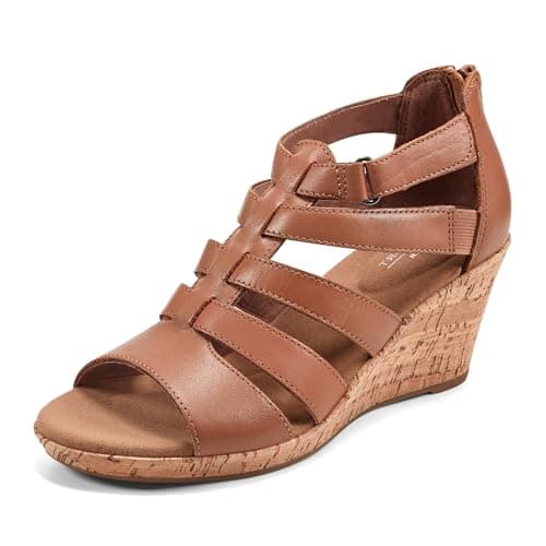 Rockport Women's Briah Gladiator Wedge Sandal, Dark Tan Leather, 6 UK