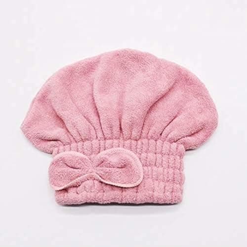 Fresh Quick dry hair cap hair hat hair towel hair turban bath towel home hotel wash hair (Pink) - 2724681296221