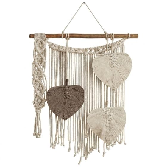 Macrame Wall Decor Cotton Thread Chic Leaves Wall Hanging Art Handmade Home Living Room Bedroom Bohemian Modern Decor Warm and Unique