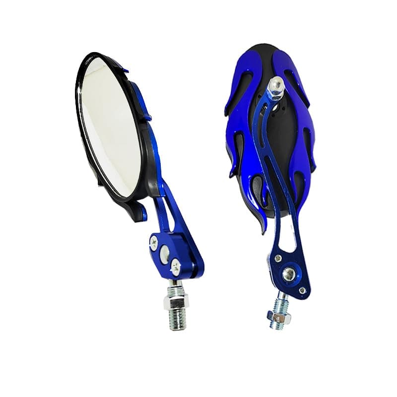 KaberTrade KaberTrade Modified Anti-Vibration Modified Rear View Mirror Set for Motorcycles and Scooters - Fashion Sports Design (Blue Mirrors in Black - Code :10190) Vehicle mirror