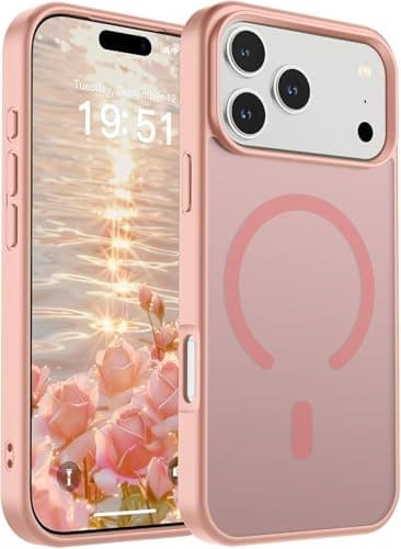Magnetic for iPhone 17 Pro Case (Compatible with MagSafe)(Military Grade Drop Protection) Translucent Matte Shockproof with Anti-Fingerprint Phone Cover 2025,Wine Red (Pink) Cellular phone case