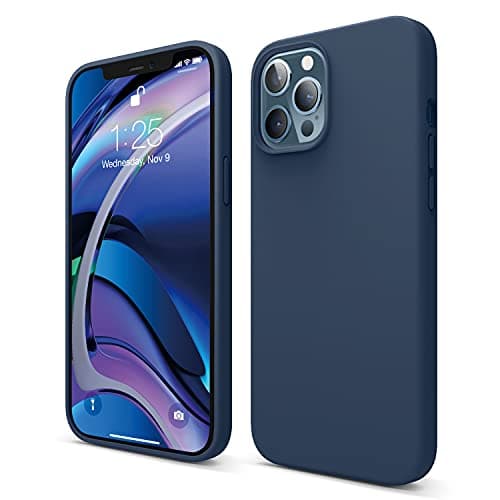 elago Premium Liquid Silicone Case for iPhone 12 Pro Max | Full Body Protective Cover, Shockproof, Slim Fit, Anti-Scratch Soft Microfiber Lining, 6.7 inch (Jean Indigo) Cellular phone case