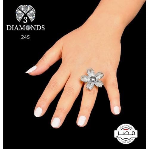 3 Diamonds 292474661779186 Platinum Plated Ring for Women with Zircon Stone - Silver