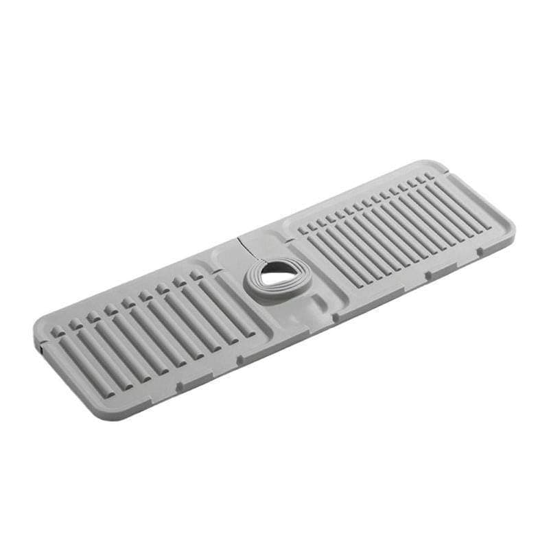 Silicone Sink Mat Around Faucet, Kitchen Water Strainer Organizer, Drain and Prevent Bubbling Around Sink, with Drain Holes, Soap Holder and Sponge Holder, Easy to Clean