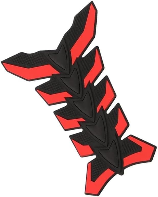 KaberTrade Motorcycle Bike Tank Protection Pad Weather Resistant Fuel Tank Paint Protection Sticker Strong Adhesive Sport Ribbed Design (1 Piece, Red*Black, Code:8441)