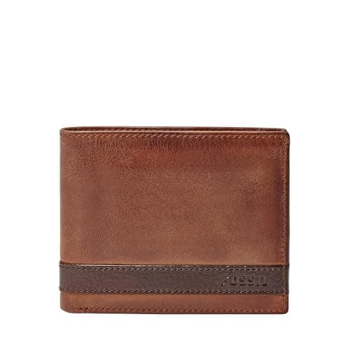 Fossil ML3644200 Quinn Flip ID Bifold for Men - Leather, Brown Wallet