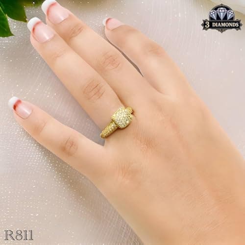 3 Diamonds 292474661779161 Women's Ring, Gold Plated, High Quality With Sparkling Zircon
