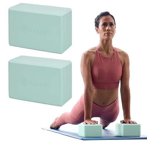 Gaiam Yoga Block (2 Pack) - Supportive Latex-Free EVA Foam Soft Non-Slip Surface for Yoga, Pilates, Meditation, Lagoon (2-Pack) Exercise block