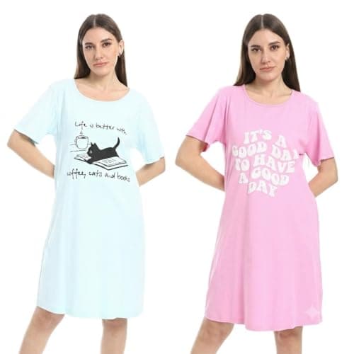 KADY Womens Bundle of 2 sleepshirt short sleeves Bundle of 2 sleepshirt short sleeves