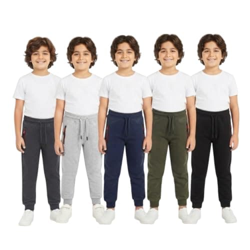 Red Circle Unisex Kids Bundle of 5 Plain Pants Zipper Bundle of 5 Plain Pants Zipper Outerwear