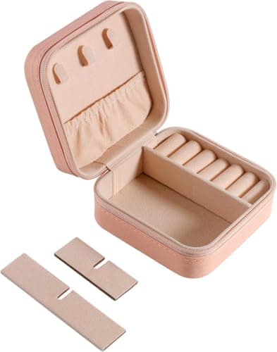 Square Leather Travel Jewelry Organizer Box for Rings Earrings Necklaces