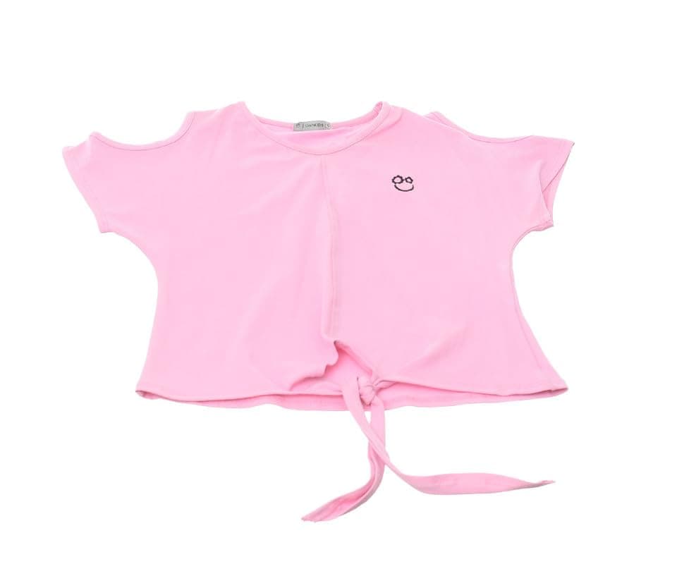 BEBO Girls Half Sleeve T-Shirt With Drawstring - 5Y - Pink, 5 Years