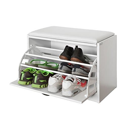 SoBuy Shoe Rack Entrance Shoe Chest with Cushion L60*P30*A48 cm Capacity 120 kg (FSR16-W) Bench