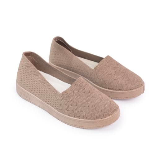 Women's Light Knitted Flat Shoes Cafe | Comfortable Lightweight Knitwear Shoes For Women