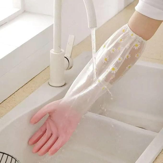 Kitchen Gloves Long Waterproof Gloves for Cleaning Hands | Guante Elbow Dish Elbow Silicone Dishware Made from Long to Elbow with Flexible and Practical Inner Elastic