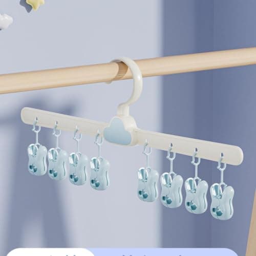 Rotating 8 Clip Laundry Drying Hanger for Socks and Underwear Rack
