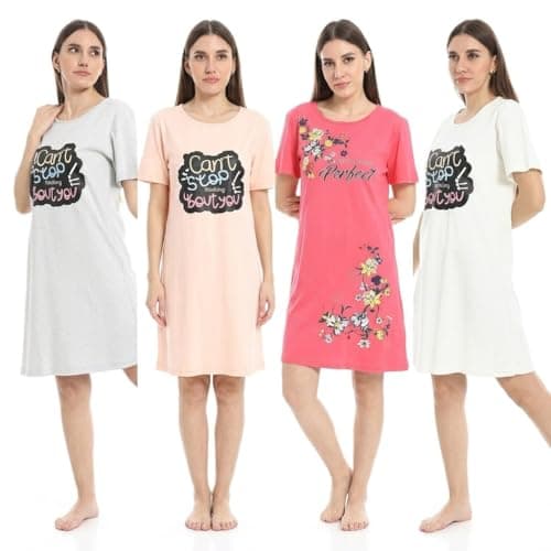 KADY Womens Bundle of 4 sleepshirt short sleeves Bundle of 4 sleepshirt short sleeves