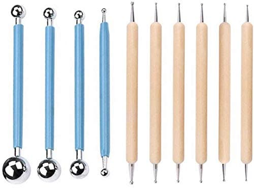 Dragon 10 Pieces Ball Stylus Dotting Tools Set for Embossing Pattern Clay Pottery Ceramics Flower Carving Sculpting Modeling Tool Office products
