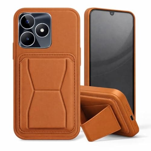 Leather Case Compatible for Honor X5C / X5C Plus Shockproof Leather Back Card Storage & case built-in Stand PU leather for a stylish look, comfortable grip (Brown)