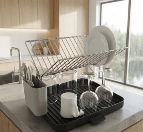 Folding Stainless Steel Dish Drying Rack Portable Kitchen Organizer