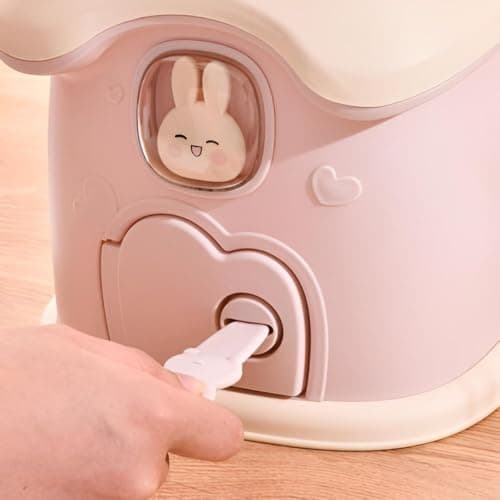 Money Container - Pink Mushroom House Savings Habits Bank | 2 Key Attachment, 20x17x5.5 Inch, Office & Shelves, Funny Rabbit Design, Lightweight and Portable