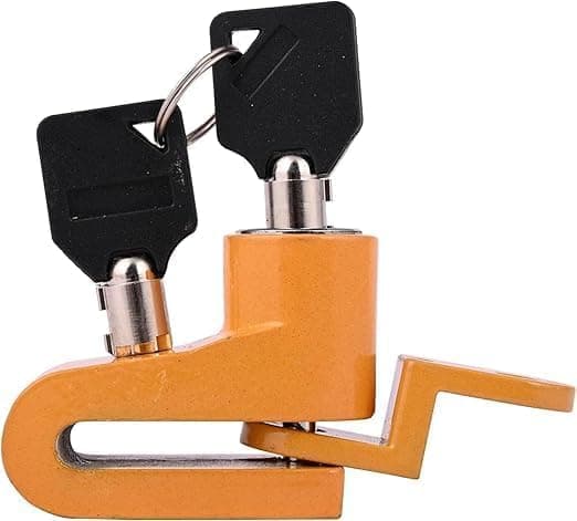 Safety Lock Anti-Theft Protection Mini Disc Lock Stainless Steel for Motorcycle, Scooter, Caster Wheel, Brake Lock and More - Angle Orange Orange - aga