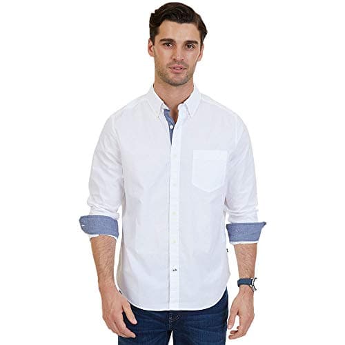 Nautica Men's Classic Fit Stretch Solid Long Sleeve Button Down Shirt