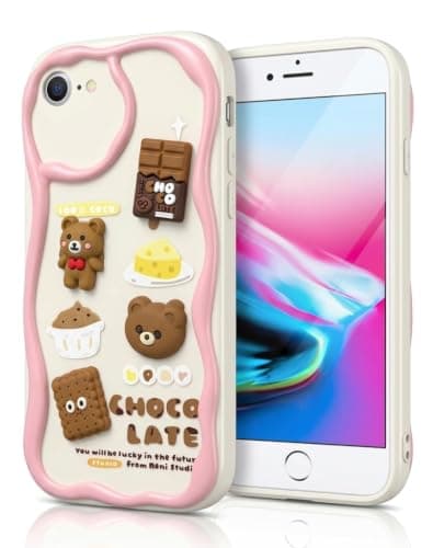 3D Cartoon Design Compatible with iPhone 6/6S Case - Cute and Lightweight Raised Elements Soft Silicone Wavy Shape Comfortable Hand Cover (Chocolate & Cookies) Cellular phone case