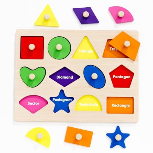 QODOFLR Wooden Puzzles for Toddlers 1-3, Montessori Shapes Sorter Board Puzzle for 1 2 3,Preschool Learning Toys for Baby Kids