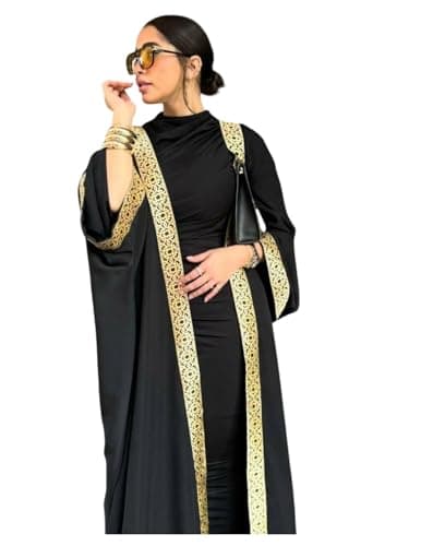 سترة نساى بزخرفه جذاب وأكمام واسعة قفطان رمضان عبايه رمضان لاطلاله سحره مفمه بالالق والجاذبية من كيان للتجاره والتوزيع كود 4034