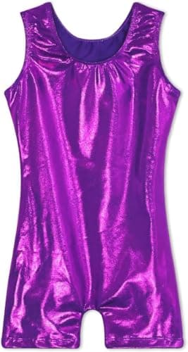 Gymnastics Girls Lycra Shorts Leather Jumpsuit Leotard