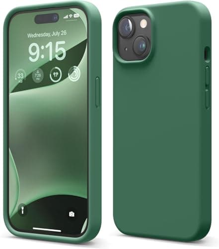 Silicone Case Compatible with iPhone 15 Case, Liquid Silicone Case, Full Body Protective Cover, Shockproof, Slim Design, Anti-Scratch Soft Microfiber Lining, 6.1 inch (Alpine Green)
