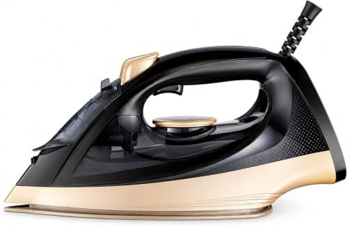 ARSHIA 3203 Black Gold Steam Iron with Powerful Steam Output, Nonstick Soleplate, Adjustable Temperature Control, Anti-Drip System and Ergonomic Design for Fast and Efficient Ironing - Black Gold Textile iron