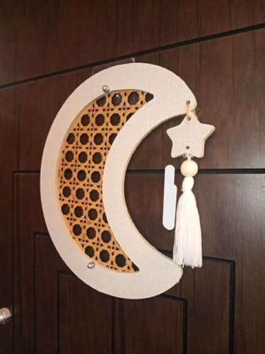 Generic Ramadan Decoration Set, Wooden Crescent Moon with Star and Tassel, Islamic Wall Hanging Decor .A2 Hanging ornament