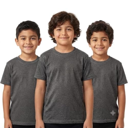 Red Circle Bundle of 3 T-shirt half sleeves plain Kids sharcol 16