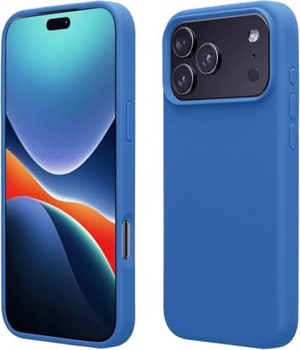Compatible with iPhone 17 Pro Case 6.3", Slim Liquid Silicone 4 Layers Full Covered Soft Gel Rubber Shockproof Cover, Protective Phone Case for iPhone 17 Pro (Sea Blue) Cellular phone case