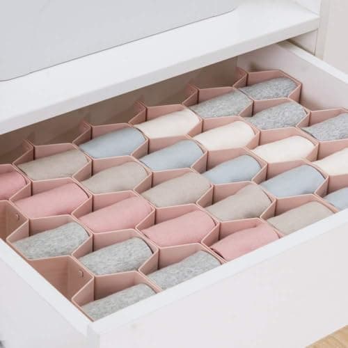 Honeycomb Drawer Organizer Large Adjustable Dividers for Socks Underwear Caddy