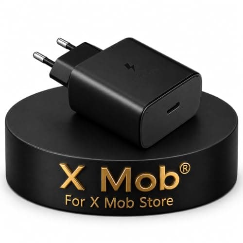 Original Dual Charger (45W PD Fast Charging) by X Mob Compatible with Galaxy S25 & S22 Without Cable (Black)) Charging adapter