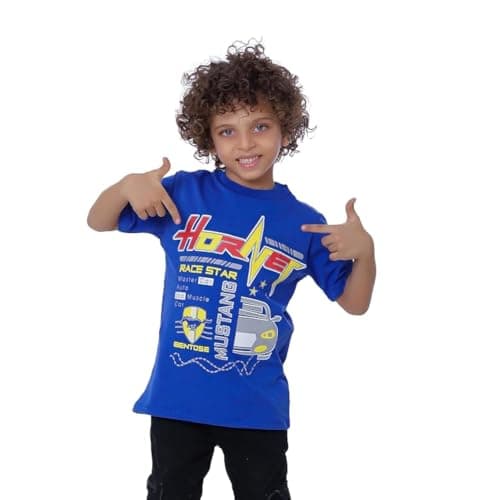 BEBO Boys Printed Half Sleeve T-Shirt 4 Years Blue - 12348_Blue_4_24