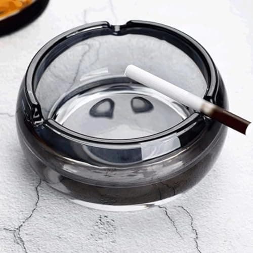 Generic Smoked Crystal Glass Ashtray, Round, db