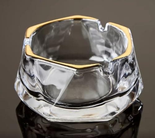 Generic Glass ashtray with gold rim, Imported product, .mek