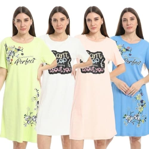 KADY Womens Bundle of 4 sleepshirt short sleeves Bundle of 4 sleepshirt short sleeves