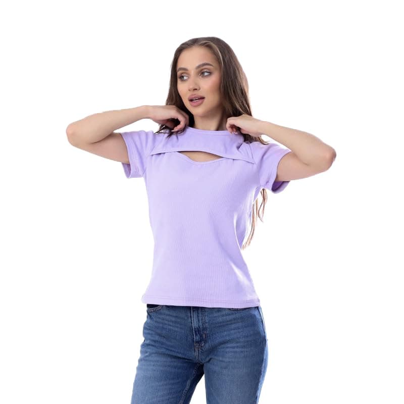 BEBO Women's Solid Short Sleeve Body L Mauve