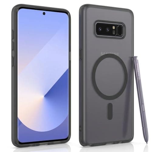 Matte Phone Case (Compatible With Samsung Note 8) Shockproof Luxury Back Cover Featuring Fingerprint Resistant Transparent Back Made Of Hybrid TPU and Polycarbonate Material (Black)