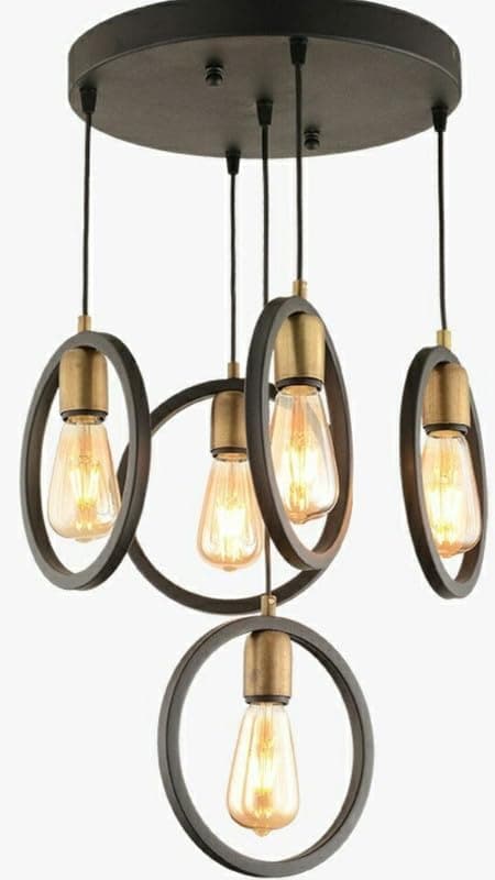 Generic Pendant Light 5 Bulb Without Bulbs 60x35x60 cm Black and Gold Edg_348