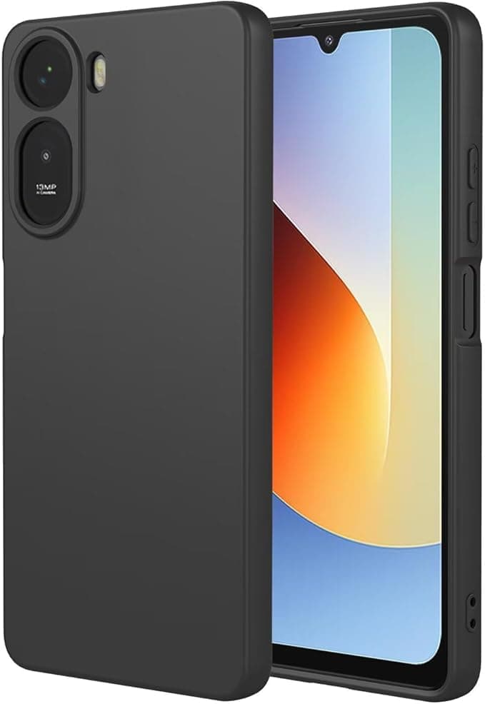 Case Cover (Compatible with for Redmi A7 Pro), High-Quality Silicone Case, Full Body Mobile Phone Case with Silky Soft Touch, Scratch-Resistant Soft Microfibre Lining (Black) Cellular phone case