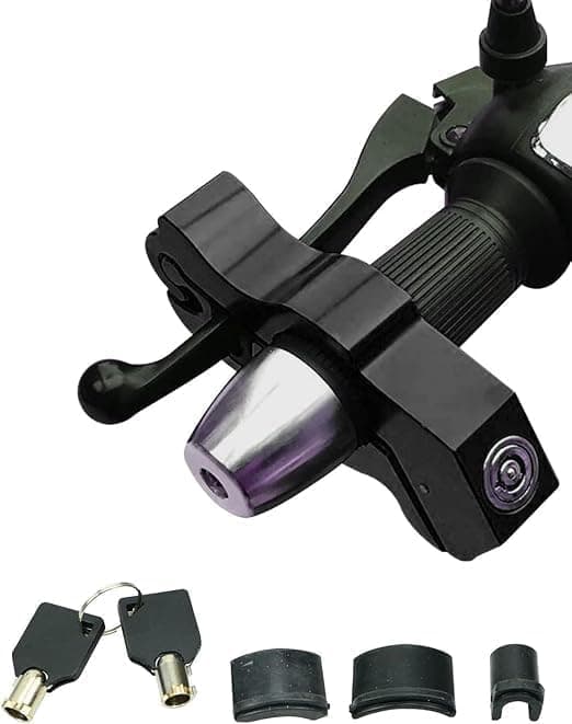 Motorcycle Handlebar Lock Heavy Duty Aluminum Handlebar Lock with Lever Anti-Theft Lock with 2 Keys for Bike Scooter (Black) -aga