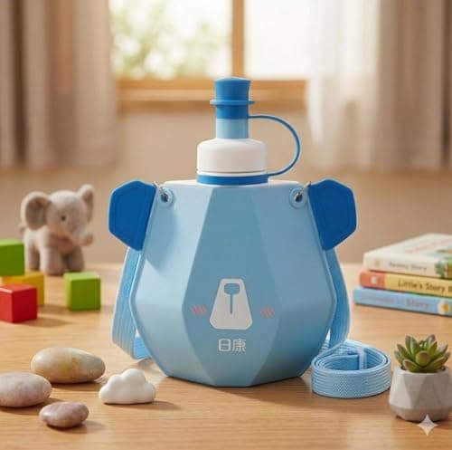 Children's Water Bottle in Cute Cartoon Teddy Bear Shape with Adjustable Shoulder Strap, Baby Bottle - Cute Teddy Bear Shape BPA Free Material with Adjustable Carrying Strap for School and Picnics