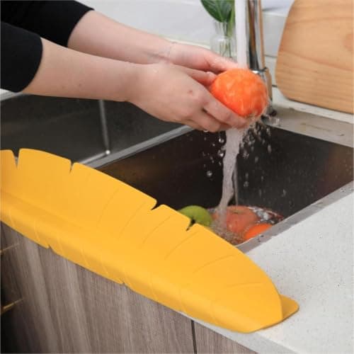 Silicone Sink Splash Guard Kitchen Faucet Splash Protector Countertop Water Catcher Fast Drying Drain Pad Non Slip Faucet Mat For Kitchen Bathroom Counter Sink Home Accessory Yellow